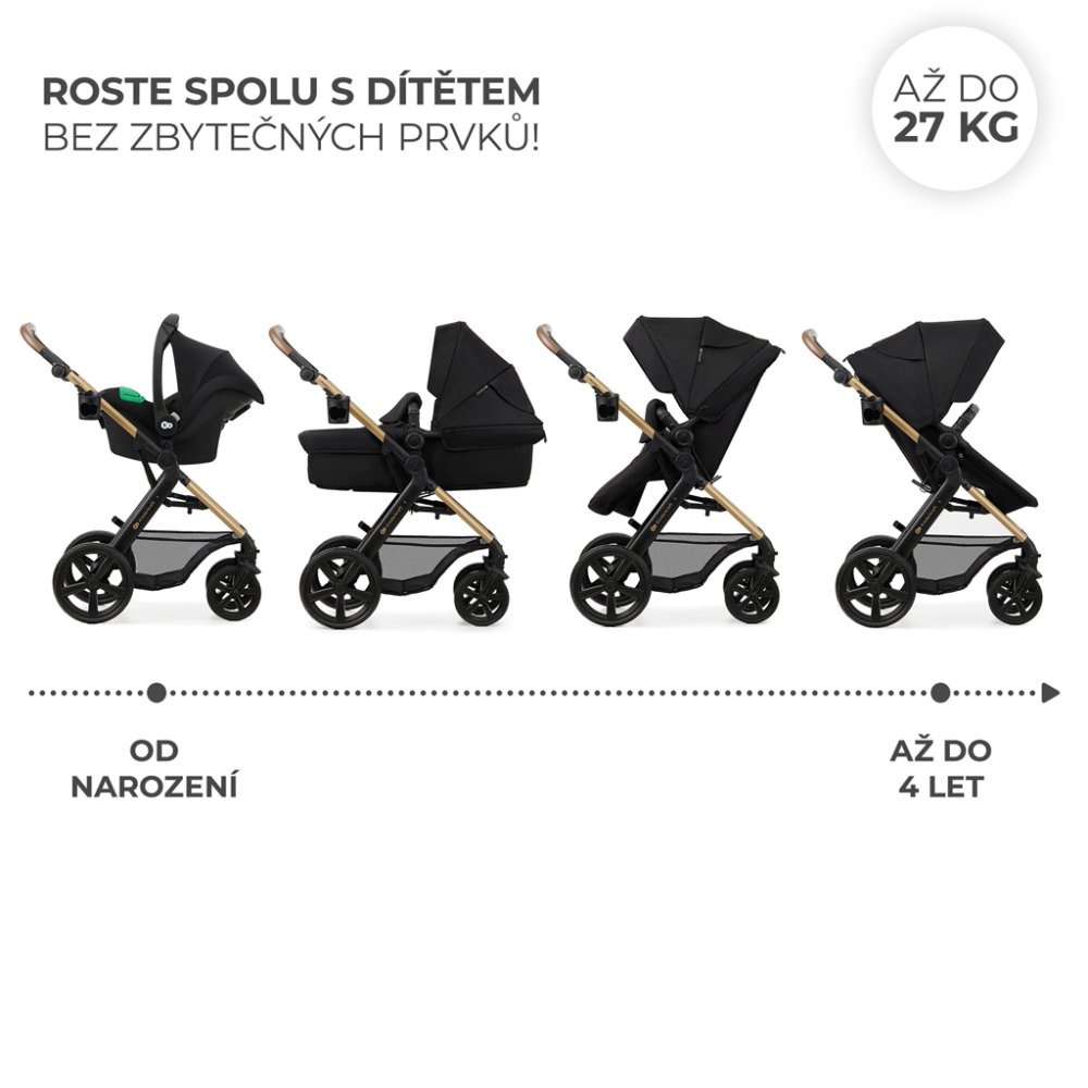 KINDERKRAFT Poussette combinée Moov 2 3en1 Pure Black - roues en mousse – Image 5