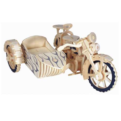 Woodcraft Puzzle 3D en bois Moto tricycle Side-car