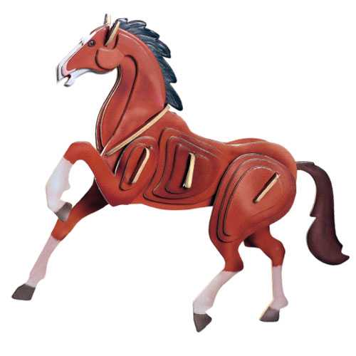 Woodcraft Puzzle 3D en bois Cheval coloré