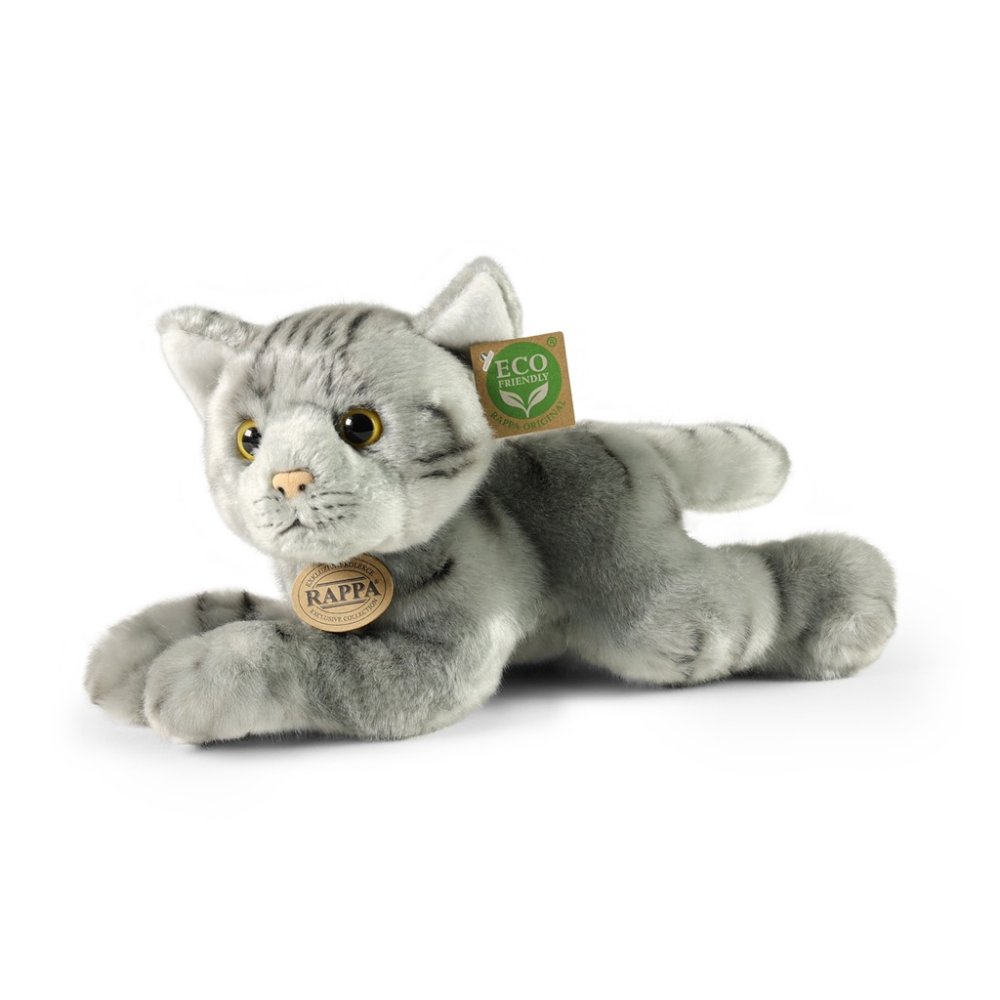 Rappa Chat en peluche gris couché 30 cm ECO-FRIENDLY