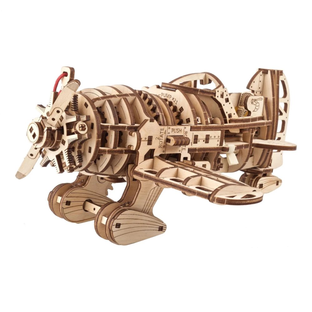 Puzzle 3D en bois mécanique Ugears Avion Mad Hornet