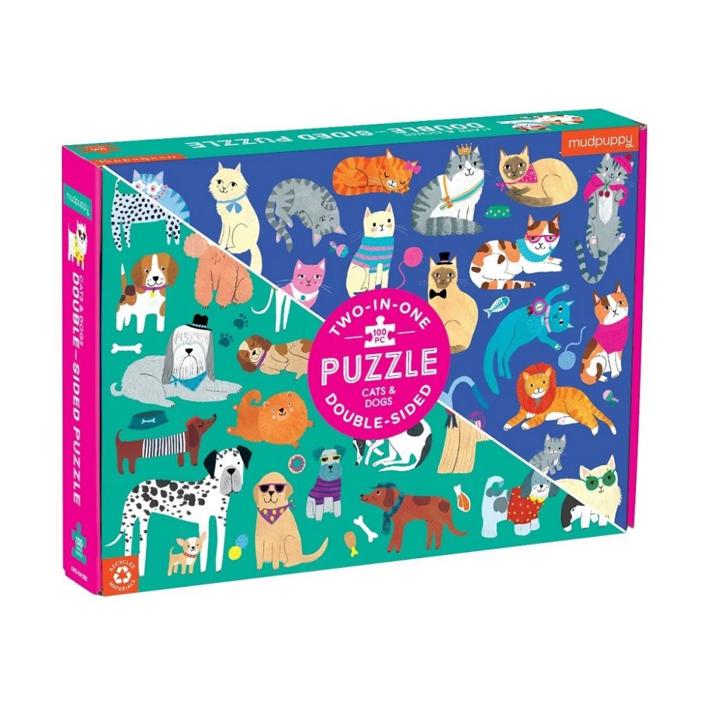 Mudpuppy Doppelseitiges Puzzle Hunde und Katzen 100 Teile