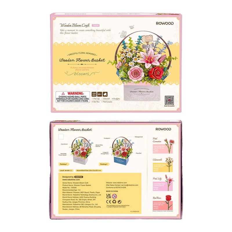 RoboTime Drewniane puzzle 3D Koszyk z kwiatami - obrazek 5