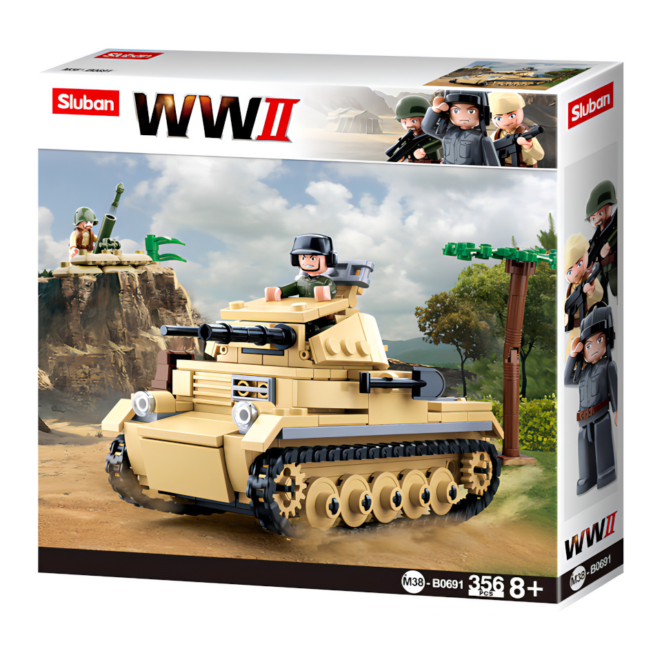 Sluban WWII M38-B0691 Niemiecki czołg Panzer II - obrazek 3