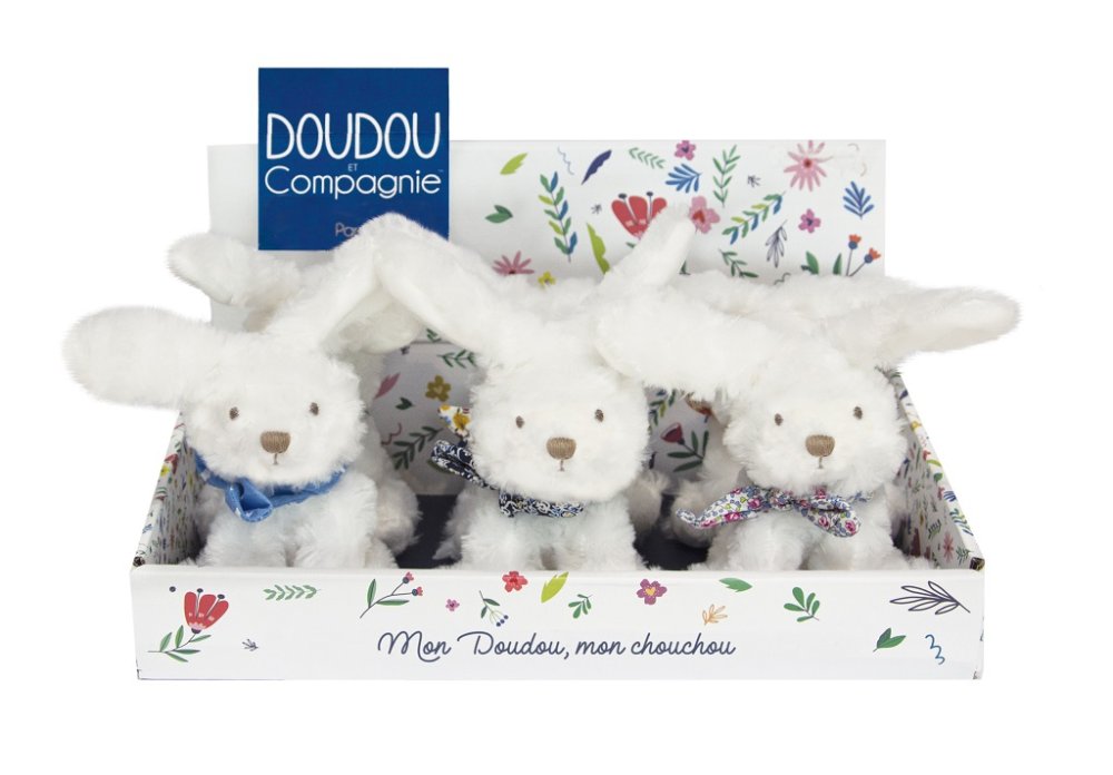 Doudou Pluszowy króliczek z chustką 12 cm
