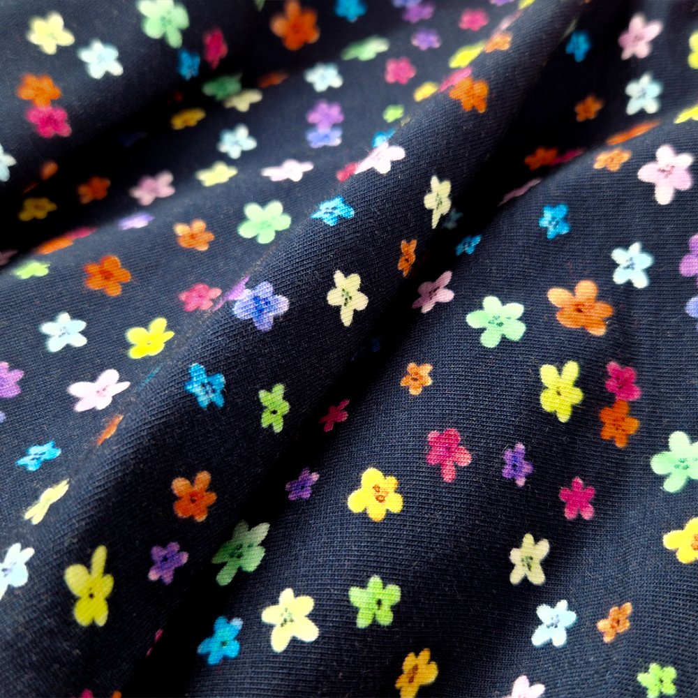 Falda acampanada - flores azul oscuro 104 - Imagen 3