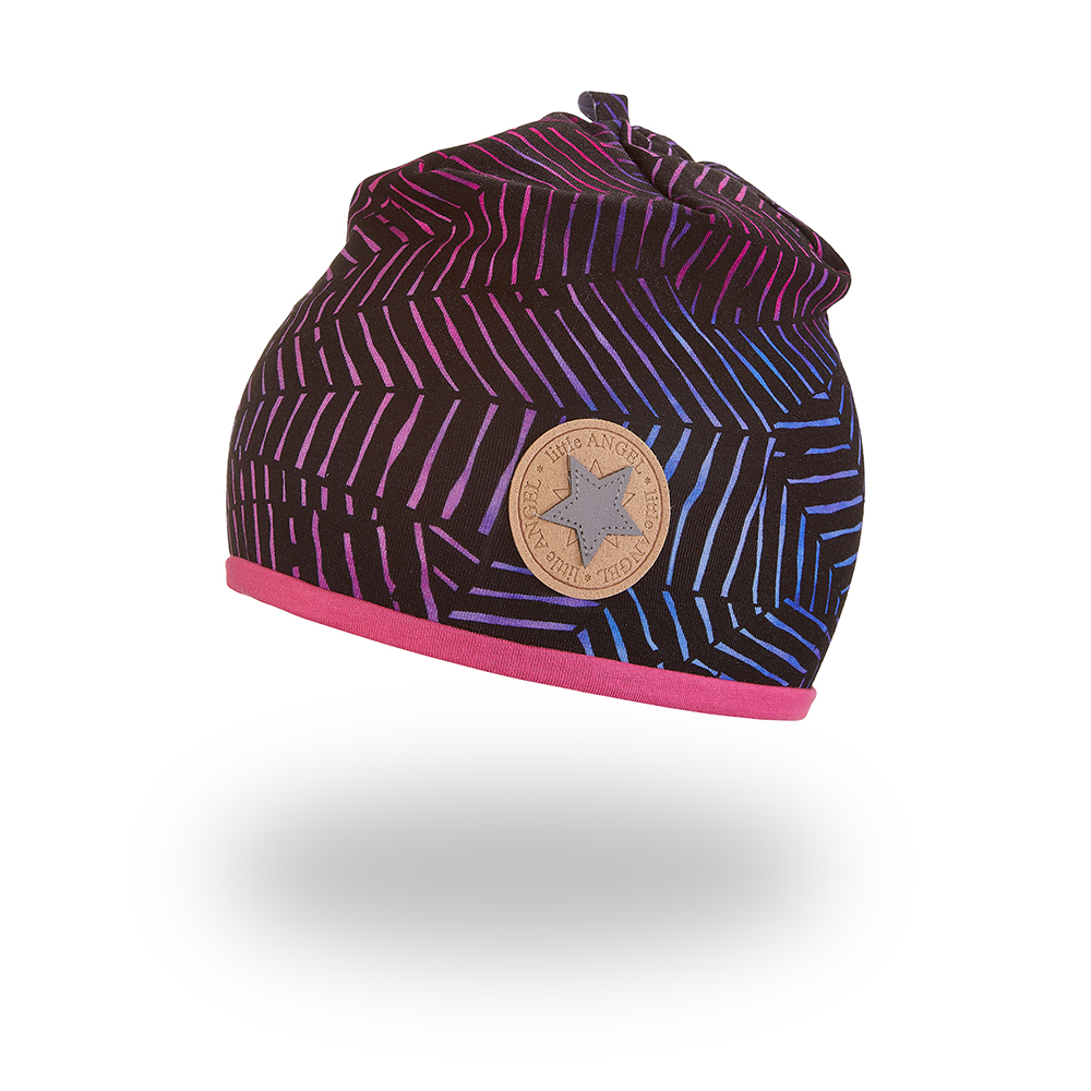 Bonnet doublé Outlast® - motif violet noir/rose foncé 1 | 36-38 cm