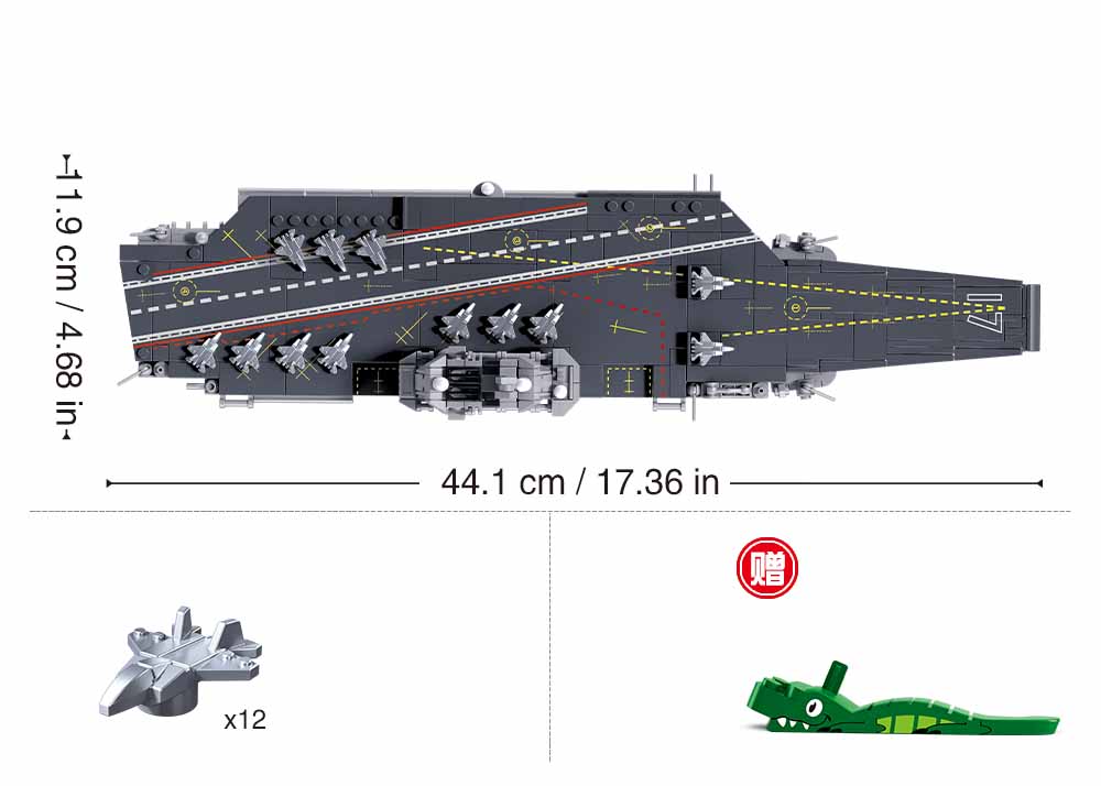 Sluban Model Bricks M38-B1210 Letadlová loď Shandong (obrázek 5)