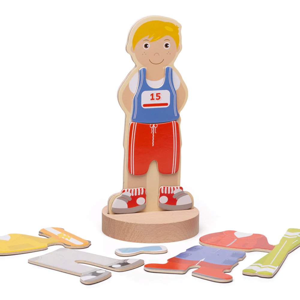 Bigjigs Toys Magnetické oblékací puzzle sportovní aktivity (obrázek 6)