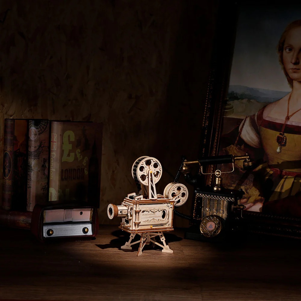 RoboTime 3D dřevěná mechanická skládačka Filmový projektor (obrázek 9)