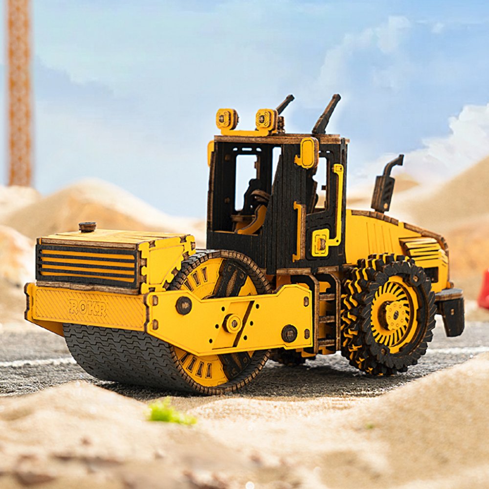 RoboTime 3D dřevěná mechanická skládačka Silniční válec (obrázek 9)