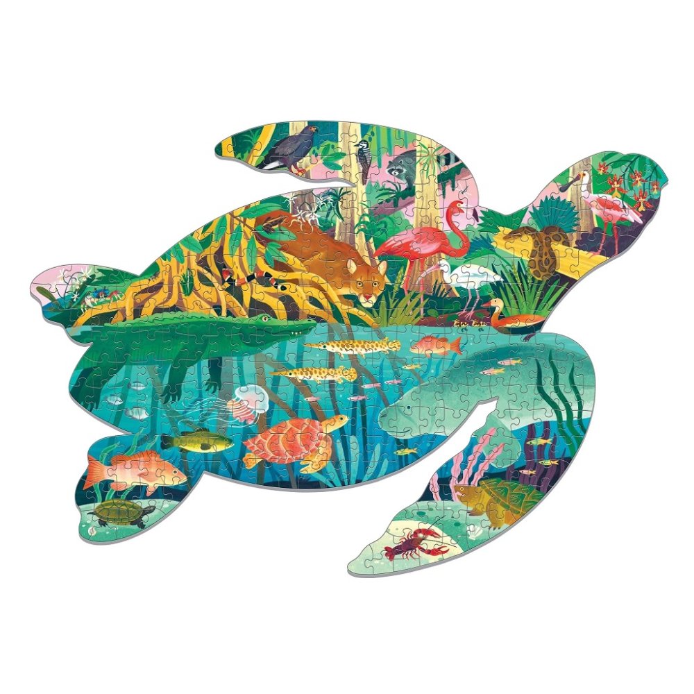 Mudpuppy Puzzle Mokřady ve tvaru želvy 300 dílků (obrázek 3)