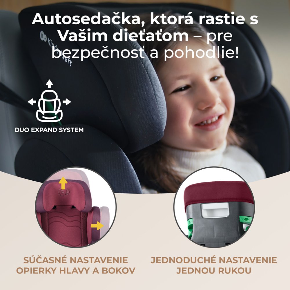 KINDERKRAFT SELECT Silla De Coche I-Size XPAND 2 I-Size 100-150 Cm Cereza Perla, Premium