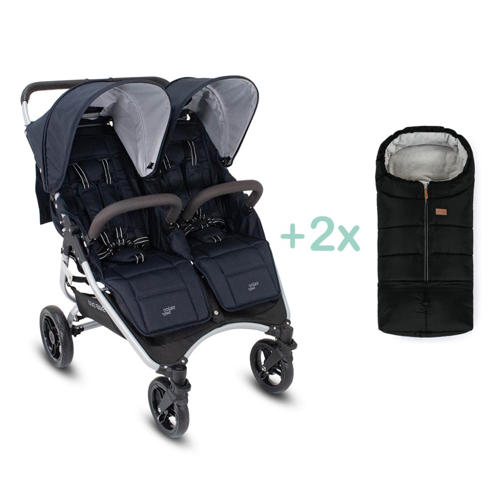 VALCO BABY Tvillingvagn Snap Duo Elite Navy + PETITE&MARS Väska Jibot GRATIS