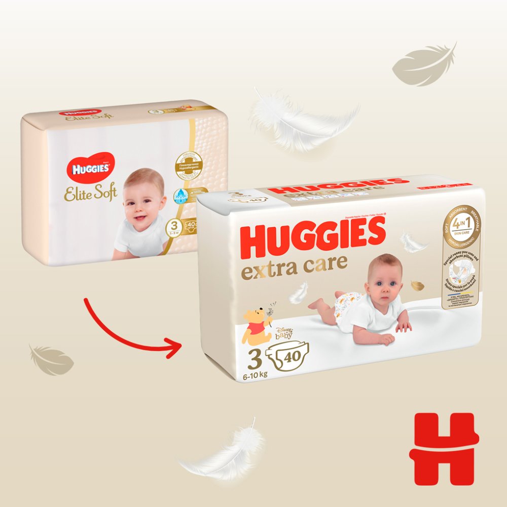 HUGGIES® Pleny Jednorázové Extra Care 3 (6-10 Kg) 40 Ks