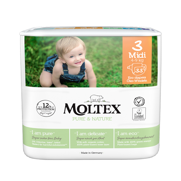 MOLTEX Pure&Nature Couches Jetables 3 Midi (4-9 Kg)