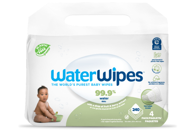 4x WATERWIPES Plastfria Våtservetter Soapberry 60 St (240 St)