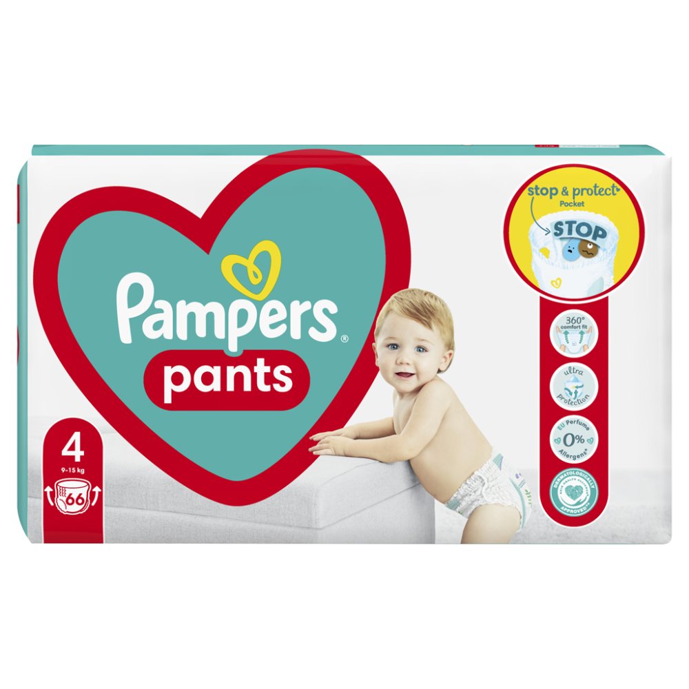 PAMPERS Pleny Kalhotkové Active Baby Pants Vel. 4 (66 Ks) 9-15 Kg