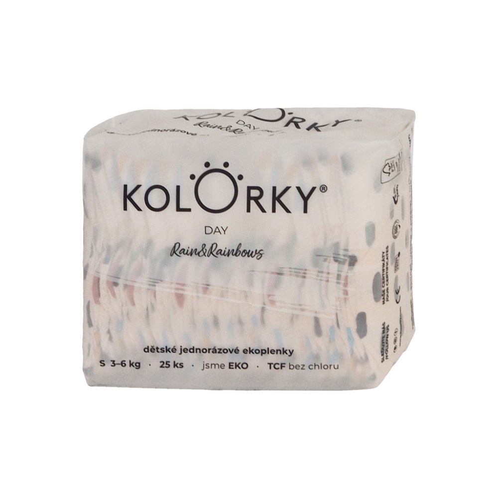 KOLORKY DAY Pleny Jednorázové Eko, Déšť&duhy S (3-6 Kg) 25 Ks