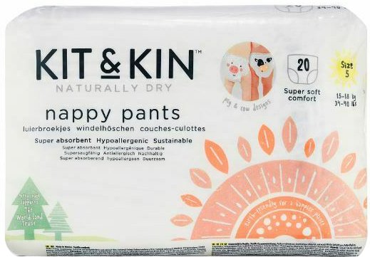 KIT & KIN Pañal Braguita Desechable Eco 5 (12-17 Kg) 20uds