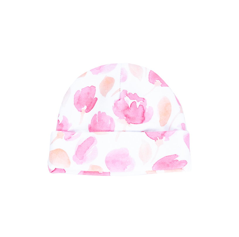 ENIE BABY Bonnet enfant avec un pli Feuilles Roses fille 0-3m