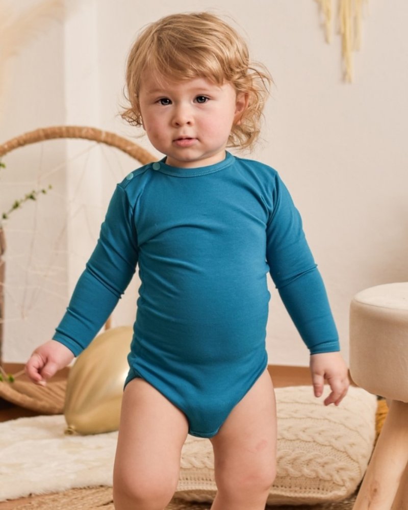 Body à manches longues pour enfants, turquoise foncé 80