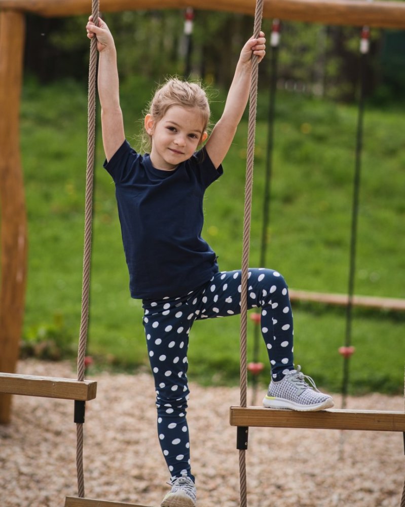 Leggings per bambini, blu a pois 104