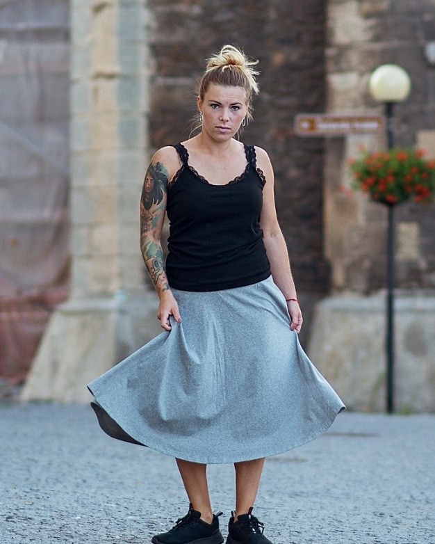 Damen- und Umstandsmidirock Mirka, grau M/L – Bild 3