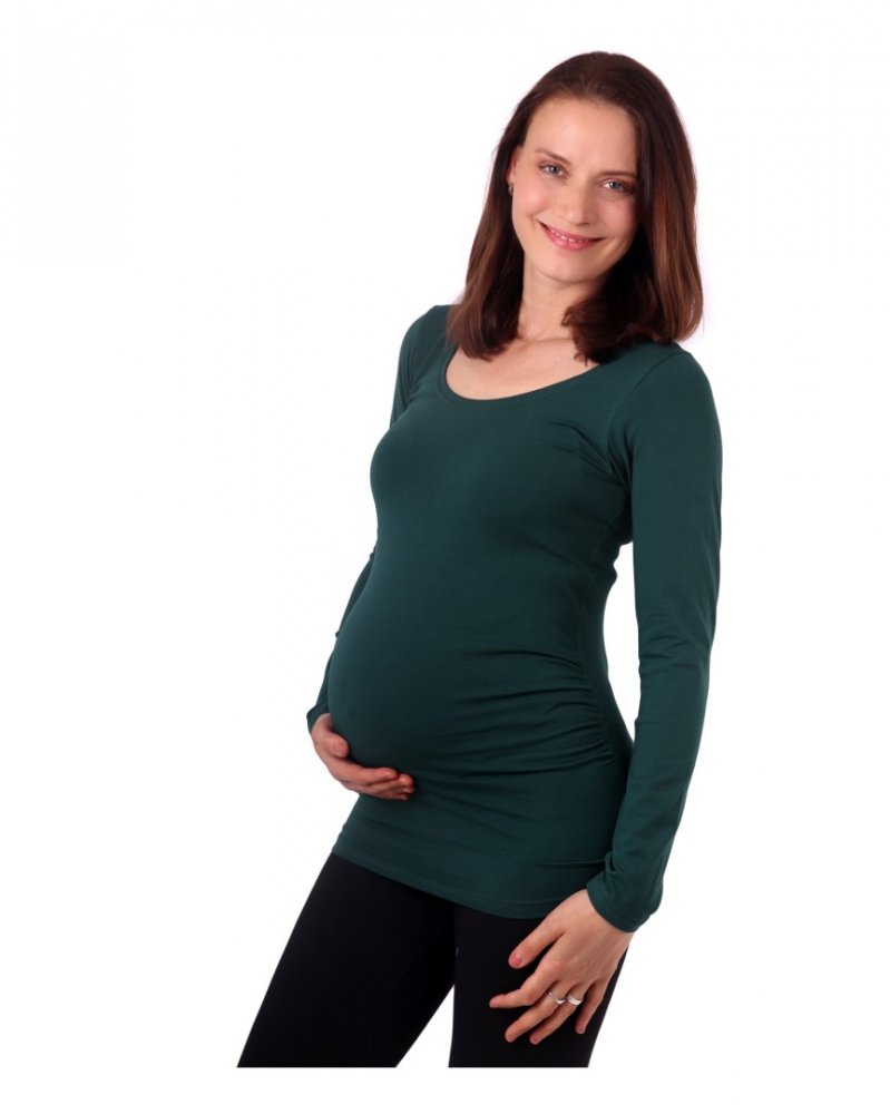 T-shirt premaman Johanka, manica lunga, verde bottiglia M/L - immagine 4