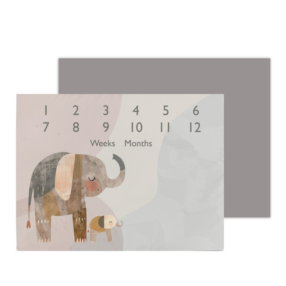 CEBA BABY Mérföldkő takaró fotózáshoz (92x72) Basic Elephant Family - Image 3