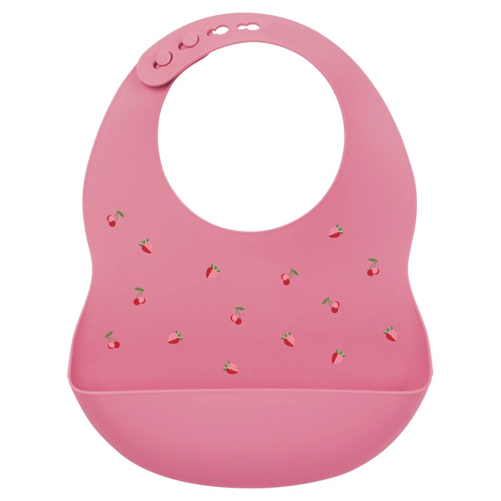 NATTOU Bavaglino in silicone con chiusura rosa senza BPA
