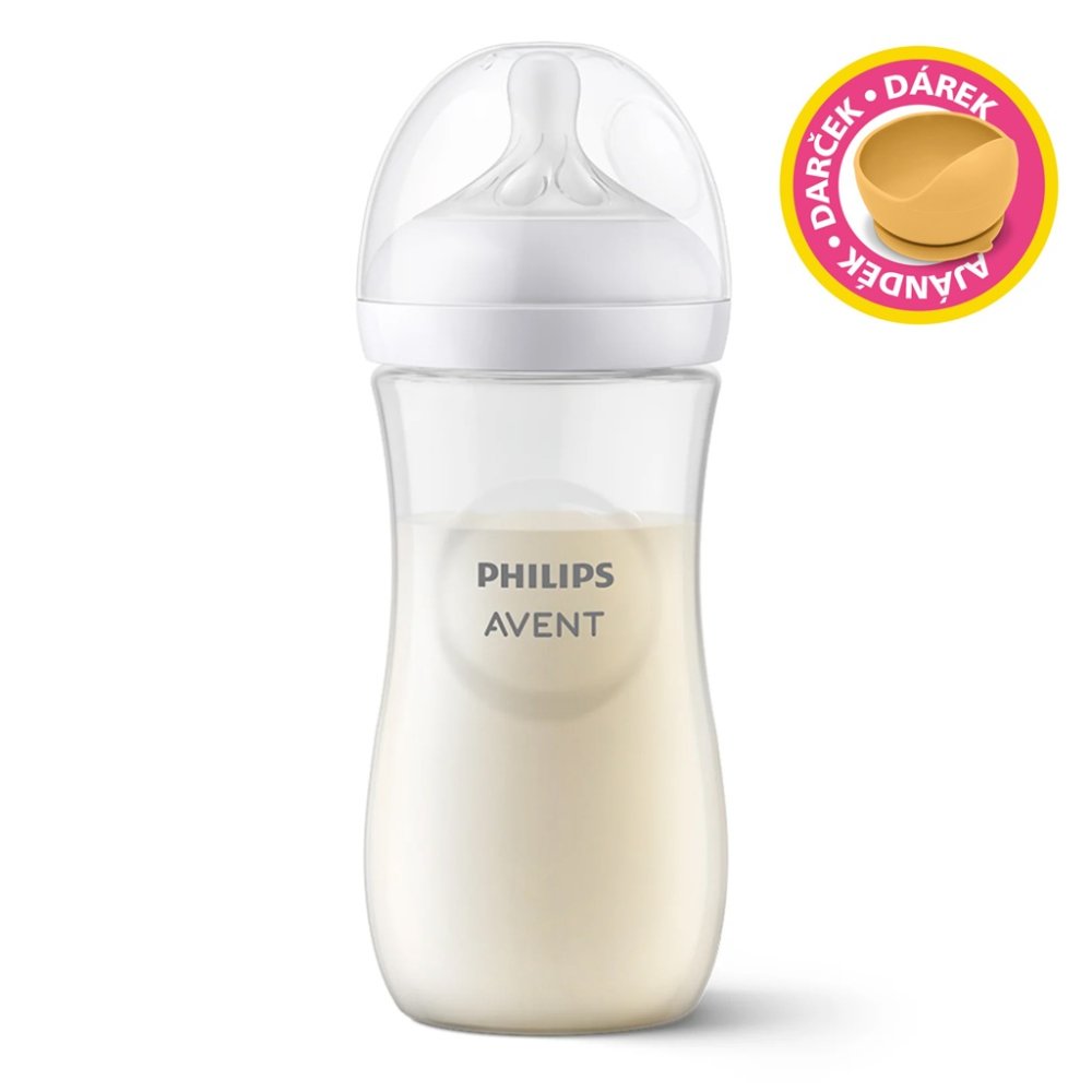 Philips AVENT Natural Response cumisüveg 330 ml, 3 hó+ajándék PETITE&MARS Tálka 6 hó+