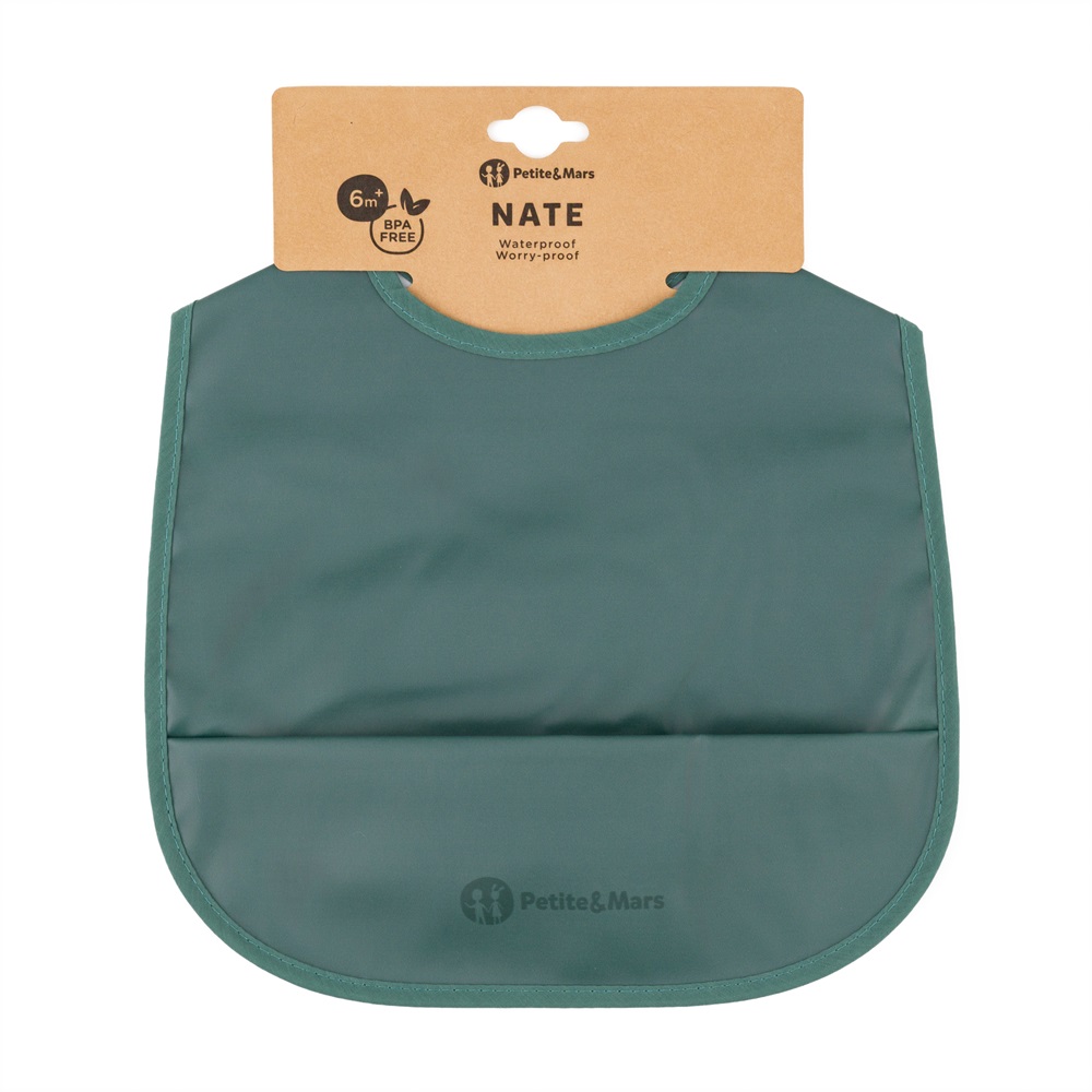 PETITE&MARS Śliniak PU Nate Misty Green 6m+ - obrazek 2