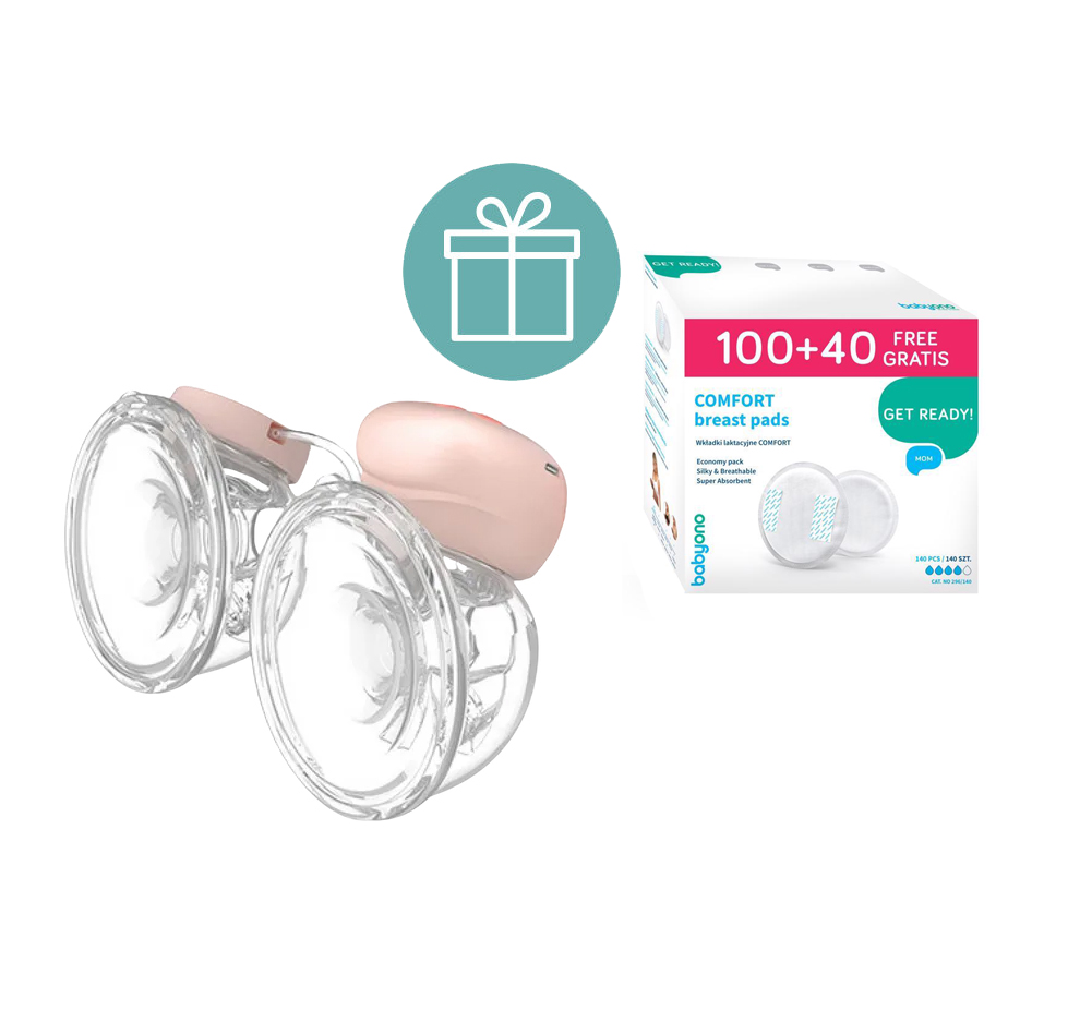 BABYONO Elektryczny laktator do mleka podwójny Twinny + wkładki laktacyjne 100 + 40 GRATIS