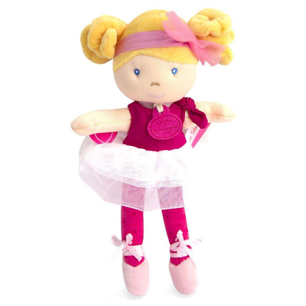 Doudou Jolijou Mini balerina baba "Les Tutus" 23 cm sötét rózsaszín ruhában