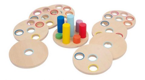 small foot Juego de apilar de madera lógico