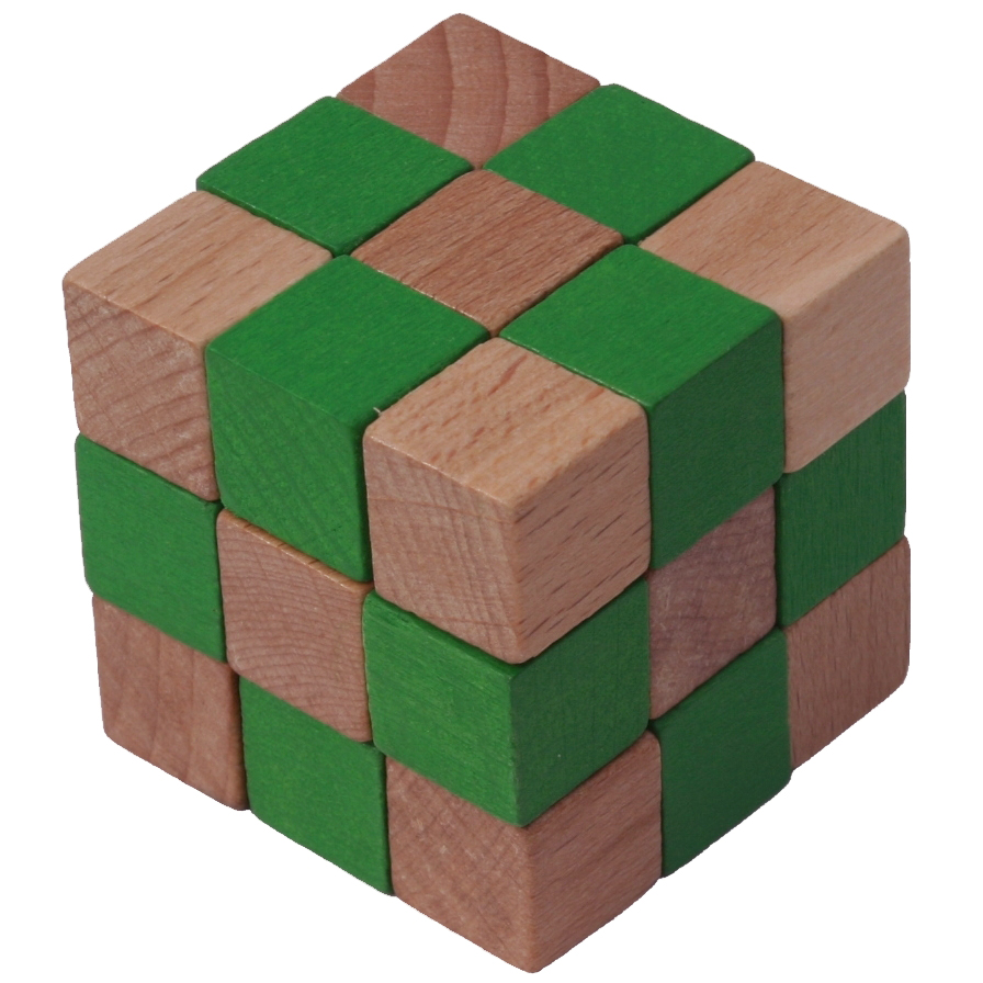 Casse-tête en bois cube vert