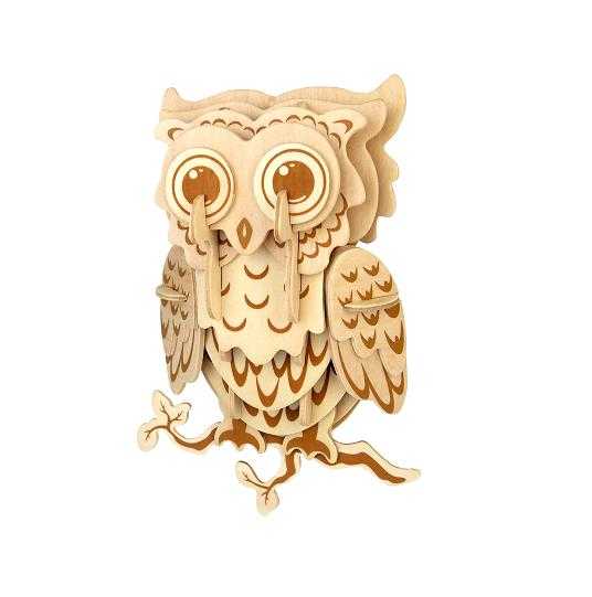 Woodcraft Drewniane puzzle 3D sówka
