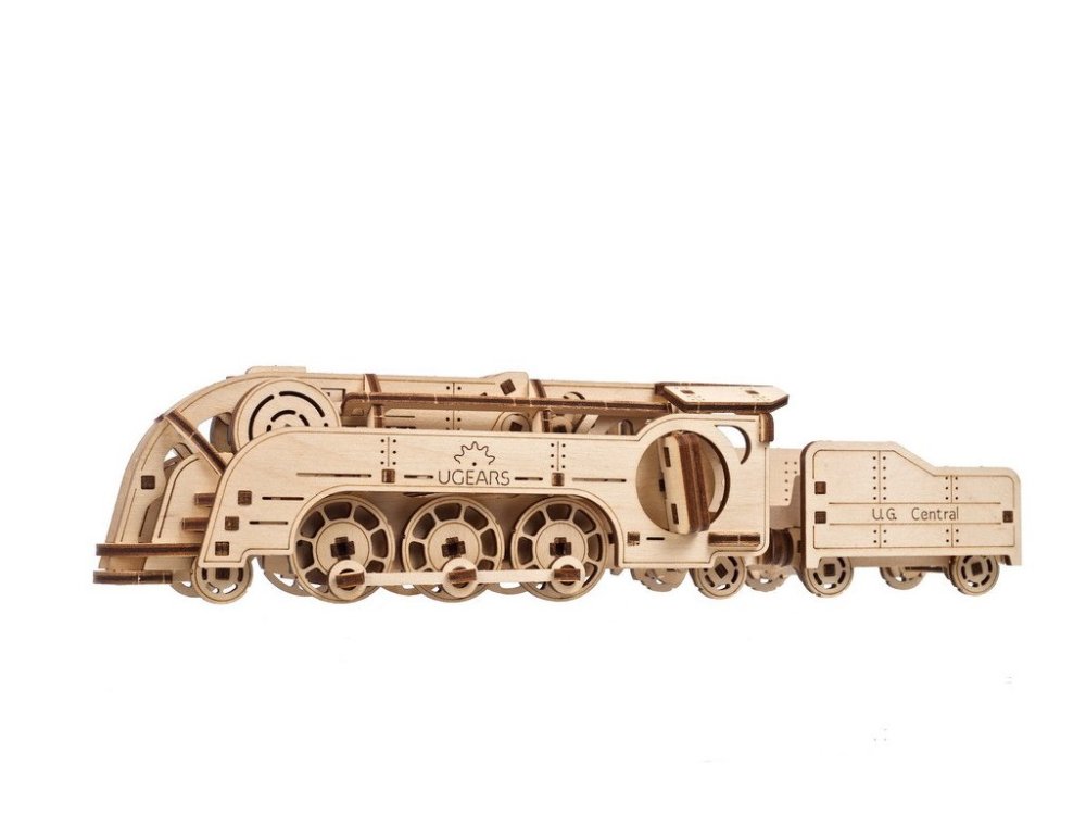 Puzzle mécanique en bois 3D Ugears MINI Locomotive – Image 4