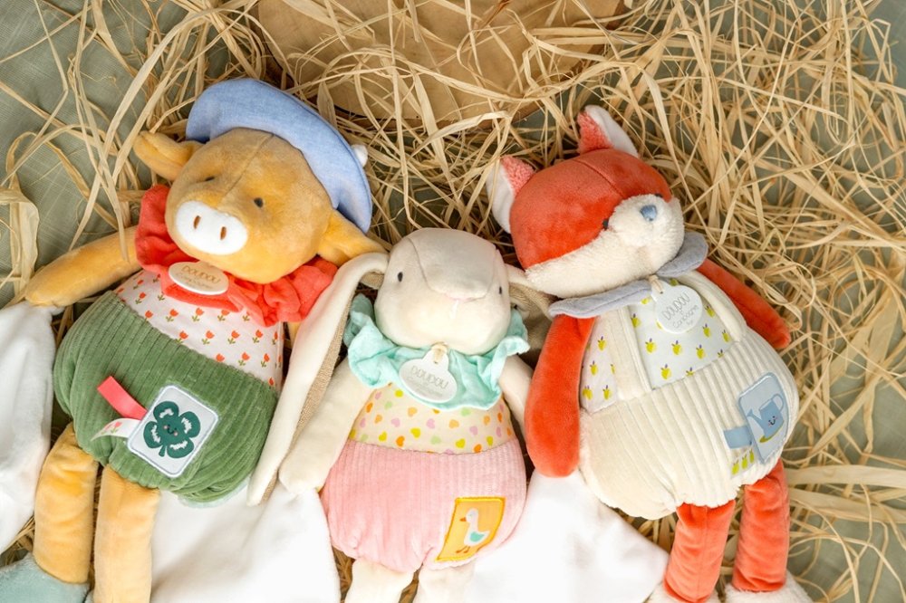 Doudou Zestaw prezentowy różowy Króliczek Ciboulette z kocykiem 28 cm - obrazek 4