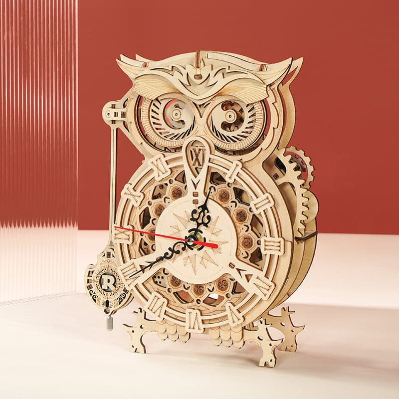 RoboTime 3D Holzmechanik Bausatz Eulen-Uhr – Bild 7