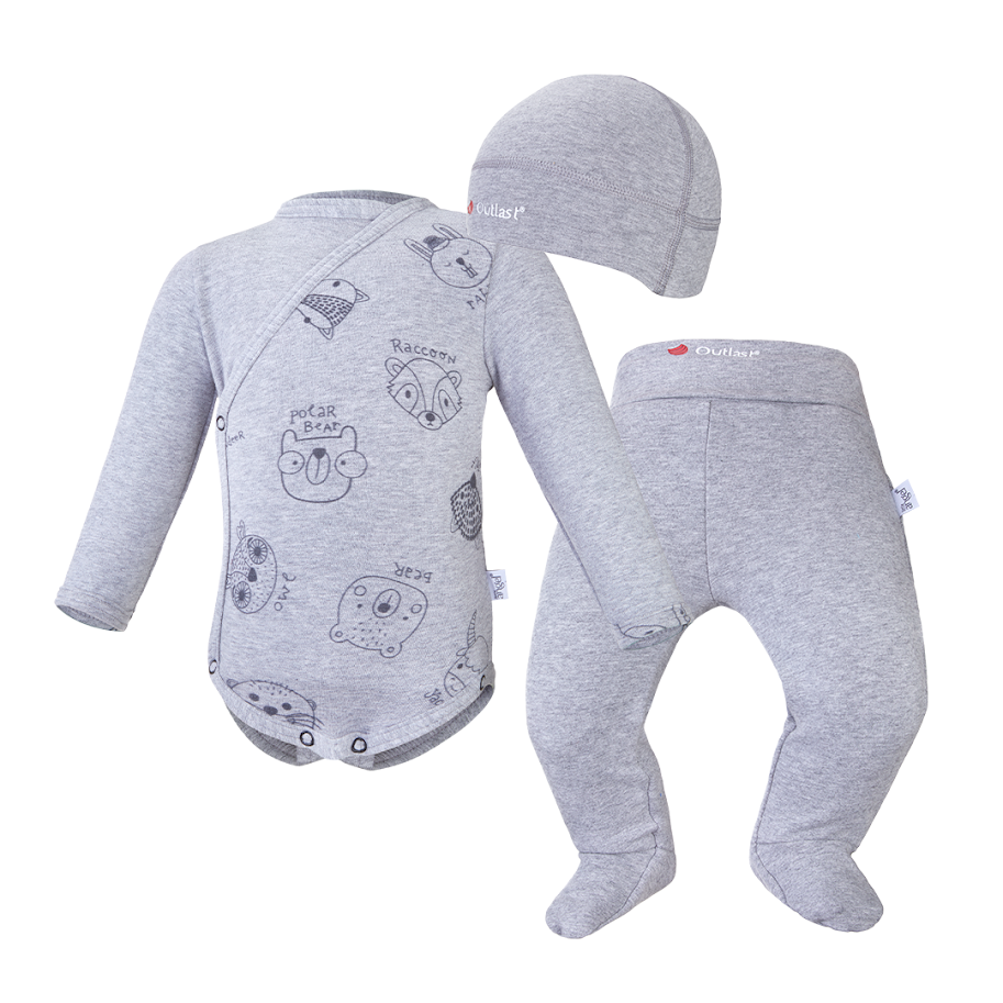 Ensemble naissance smyk Outlast® - chiné gris/animaux 56