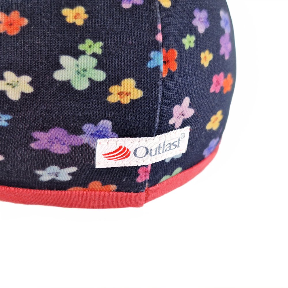Bonnet doublé Outlast® - bleu foncé fleuri/fraise 3 | 42-44 cm – Image 3