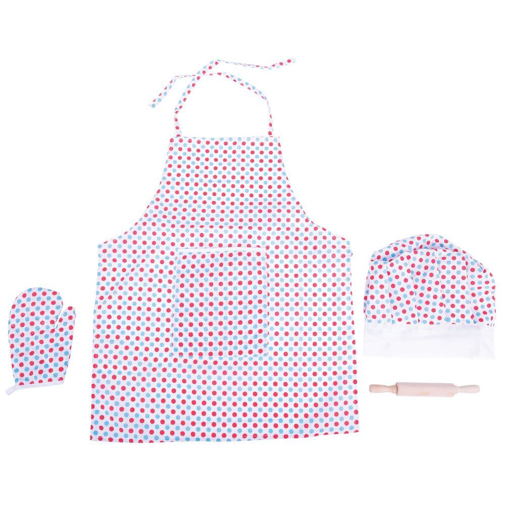 Bigjigs Toys Kuchařský set se zástěrou s puntíky (obrázek 2)