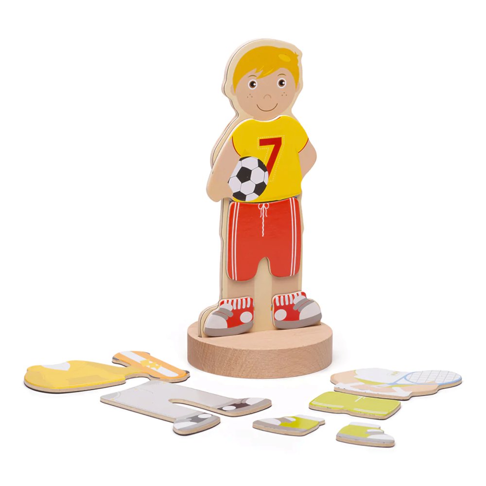 Bigjigs Toys Magnetické oblékací puzzle sportovní aktivity (obrázek 5)