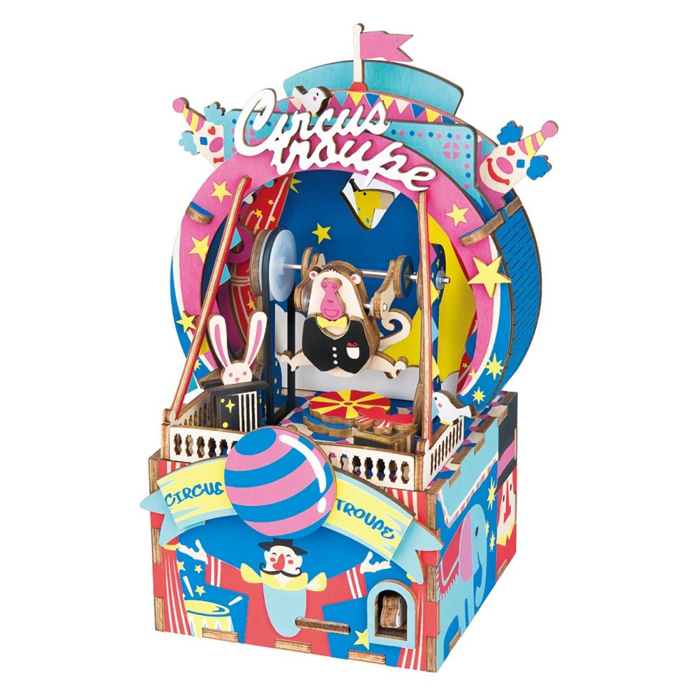 RoboTime 3D dřevěná skládačka hrací skříňky Malý cirkus