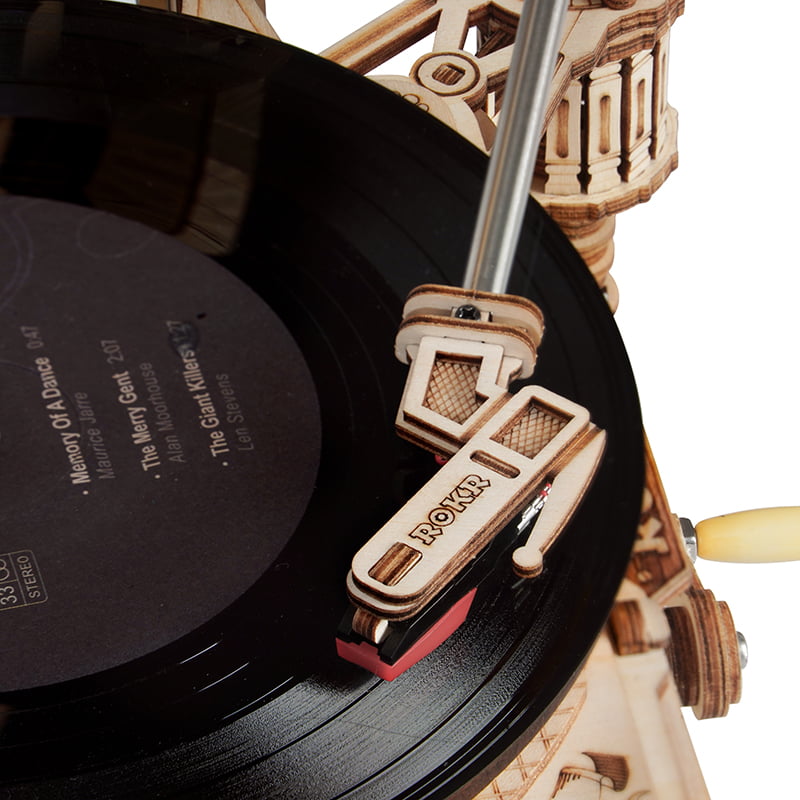 RoboTime 3D dřevěná mechanická skládačka Gramofon (elektrický pohon) (obrázek 11)