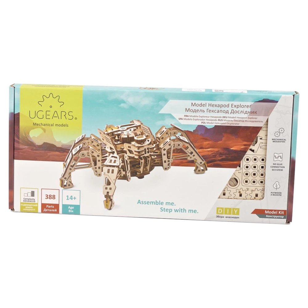 Ugears 3D dřevěné mechanické puzzle Šestinohý průzkumník (hexapod) (obrázek 6)