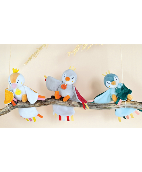 Doudou Dárková sada - hudební plyšová hračka ptáček červený 23 cm (obrázek 5)