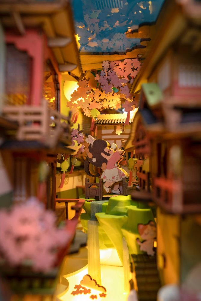 RoboTime 3D skládačka Zarážka na knihy Miniatura domečku Sakura (obrázek 2)